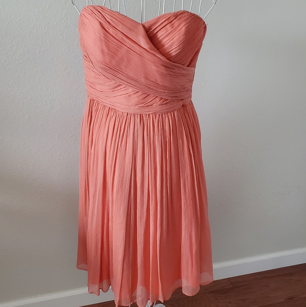 Coral cocktail dress.